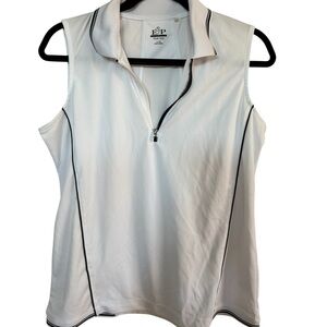 EP Pro white sleeveless golf shirt